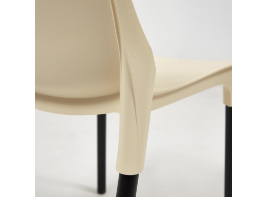 Стул GENIUS (mod 75) бежевый/коричневые ножки