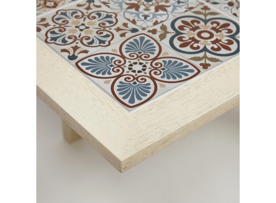 Cтол раскладной с плиткой CT 3030 Kasablanca (дерево гевея/античный белый)