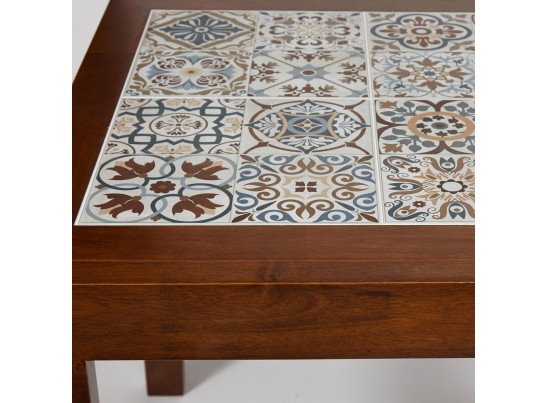 Cтол раскладной с плиткой CT 3030 Kasablanca (дерево гевея/Тёмный Дуб)