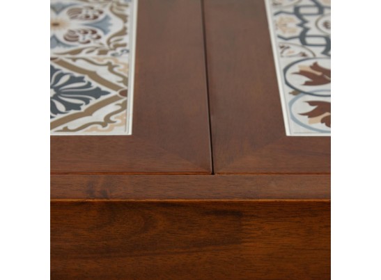 Cтол раскладной с плиткой CT 3030 Kasablanca (дерево гевея/Тёмный Дуб)