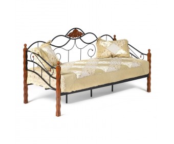 Кровать-софа CANZONA 90*200 красный дуб/черный Wood slat base