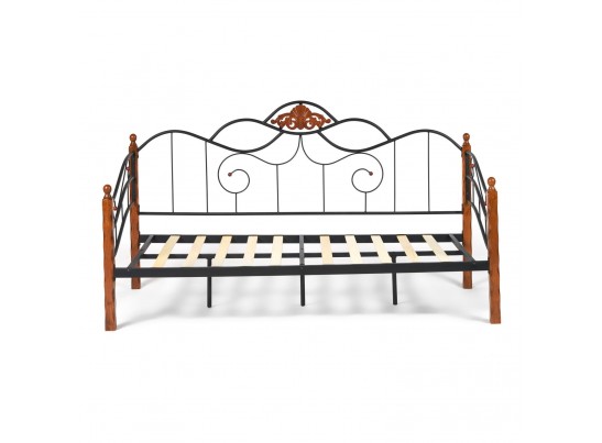 Кровать-софа CANZONA 90*200 красный дуб/черный Wood slat base