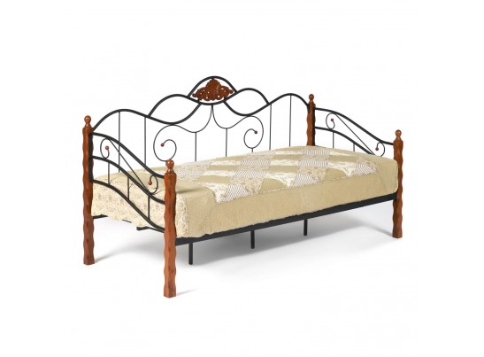 Кровать-софа CANZONA 90*200 красный дуб/черный Wood slat base