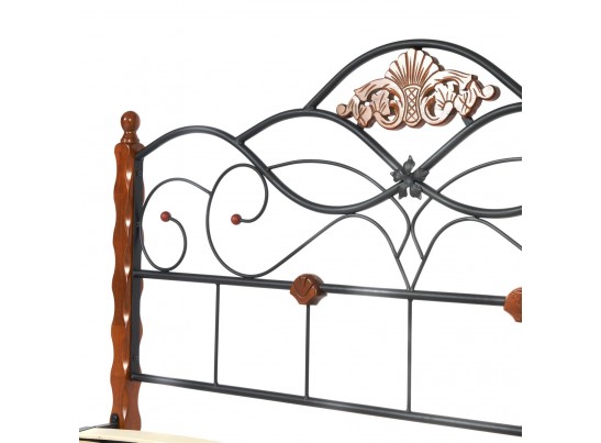 Кровать двуспальная CANZONA 160 красный дуб/черный Wood slat base