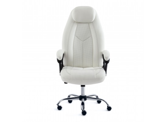 Кресло BOSS хром (кожзам/белый) в Каменске-Уральском