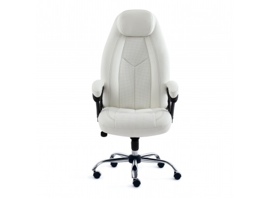 Кресло BOSS люкс хром (кожзам/белый) в Каменске-Уральском