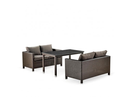 Обеденный комплект плетеной мебели с диванами T256A/S59A-W53 Brown в Каменске-Уральском