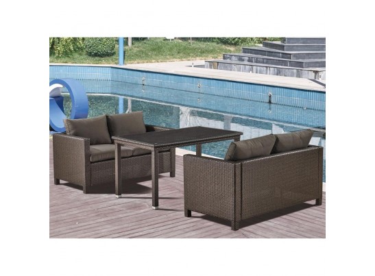 Обеденный комплект плетеной мебели с диванами T256A/S59A-W53 Brown в Каменске-Уральском