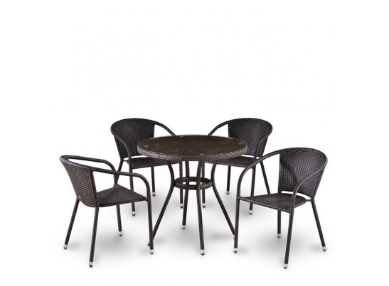 Комплект плетеной мебели T282ANT/Y137C-W53 Brown (4+1) в Каменске-Уральском