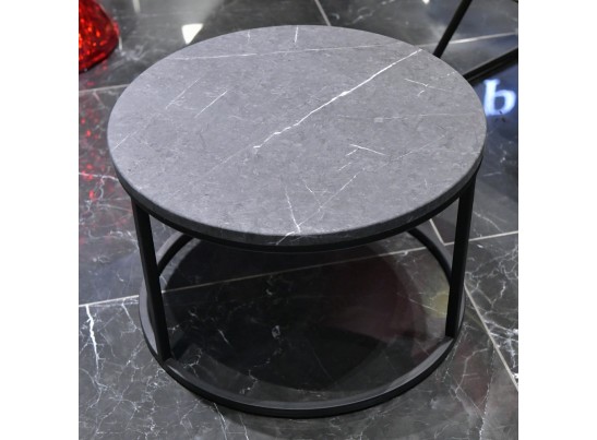 Набор кофейных столиков Tango серый мрамор с чёрными ножками, 2шт в Каменске-Уральском