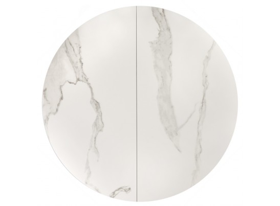 Стол Rudolf круглый раскладной 100-130x100x75см, светлый керамогранит, черный в Каменске-Уральском