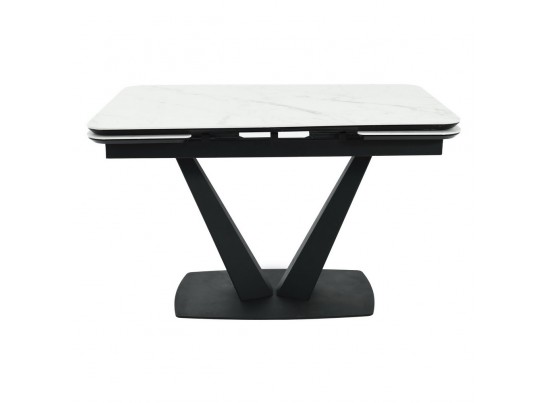 Стол Vito раскладной 120-184x80x75см, керамогранит белый мрамор, чёрный в Каменске-Уральском
