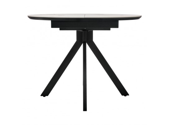 Стол Rudolf круглый раскладной 100-130x100x75см, светлый керамогранит, черный в Каменске-Уральском