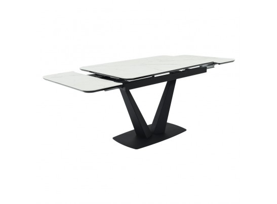 Стол Vito раскладной 120-184x80x75см, керамогранит белый мрамор, чёрный в Каменске-Уральском