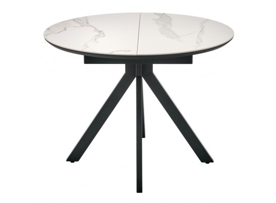 Стол Rudolf круглый раскладной 100-130x100x75см, светлый керамогранит, черный в Каменске-Уральском