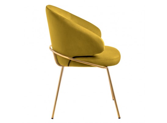 Стул-полукресло Emil горчичный с золотыми ножками в Каменске-Уральском