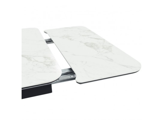 Стол Vito раскладной 120-184x80x75см, керамогранит белый мрамор, чёрный в Каменске-Уральском