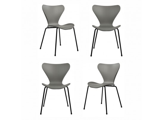 Комплект из 4-х стульев Seven Style серый с чёрными ножками в Каменске-Уральском