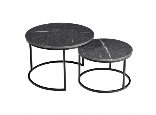 Набор кофейных столиков Tango серый мрамор с чёрными ножками, 2шт в Каменске-Уральском