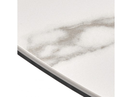 Стол Rudolf круглый раскладной 100-130x100x75см, светлый керамогранит, черный в Каменске-Уральском