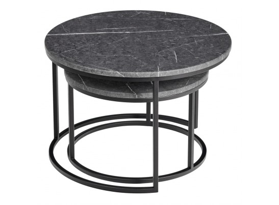 Набор кофейных столиков Tango серый мрамор с чёрными ножками, 2шт в Каменске-Уральском