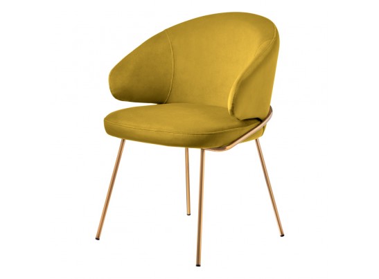 Стул-полукресло Emil горчичный с золотыми ножками в Каменске-Уральском