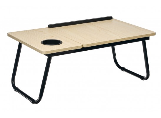 Стол складной с подъёмной крышкой и подстаканником «ВИТА», 55x32x25см, мдф, металл, св.дерево, черный в Каменске-Уральском