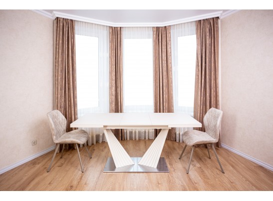 Стол раздвижной ASTRA 140-190x80х80см, керамогранит, сталь, айвори в Каменске-Уральском