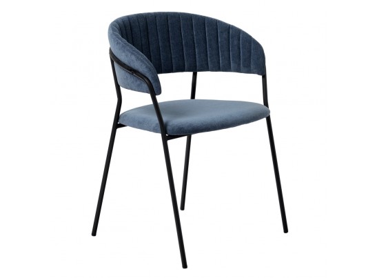 Комплект из 2-х стульев Turin синий вельвет с чёрными ножками в Каменске-Уральском