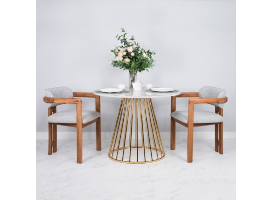 Стул Rich рогожка бежево-голубая с ножками цвета орех в Каменске-Уральском