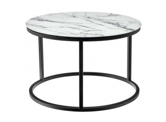Набор кофейных столиков Tango белый мрамор с черными ножками в Каменске-Уральском
