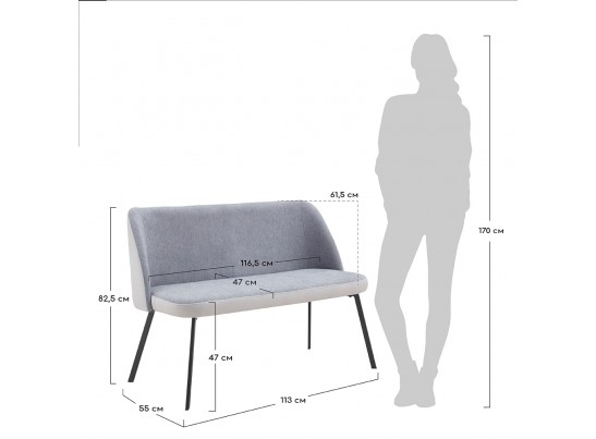 Диван-скамья Praga тёмно-серая в Каменске-Уральском