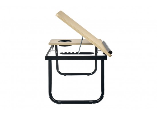 Стол складной с подъёмной крышкой и подстаканником «ВИТА», 55x32x25см, мдф, металл, св.дерево, черный в Каменске-Уральском