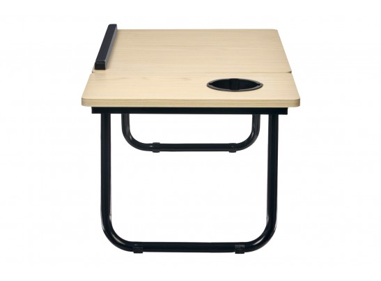 Стол складной с подъёмной крышкой и подстаканником «ВИТА», 55x32x25см, мдф, металл, св.дерево, черный в Каменске-Уральском