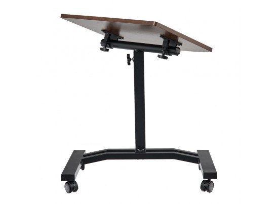 Стол многофункциональный на колёсах, 48x40 см, «РОЛЕТ», 1 ножка, регул.высота, мдф, металл, тёмн. дерево, чёрный в Каменске-Уральском