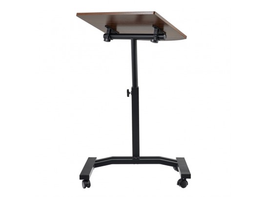 Стол многофункциональный на колёсах, 48x40 см, «РОЛЕТ», 1 ножка, регул.высота, мдф, металл, тёмн. дерево, чёрный в Каменске-Уральском