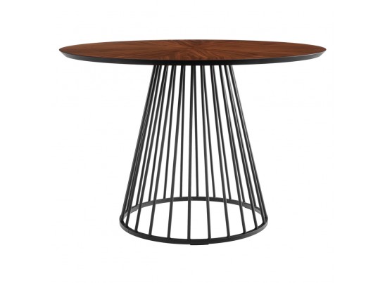 Стол Liverpool диам.110см, шпон орех лучевой набор, с чёрными ножками в Каменске-Уральском