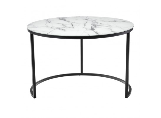 Набор кофейных столиков Tango белый мрамор с черными ножками в Каменске-Уральском