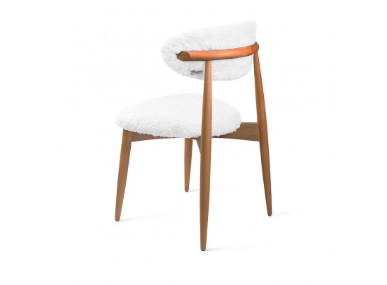 Стул Lucas белый искусственный мех с ножками цвета орех в Каменске-Уральском