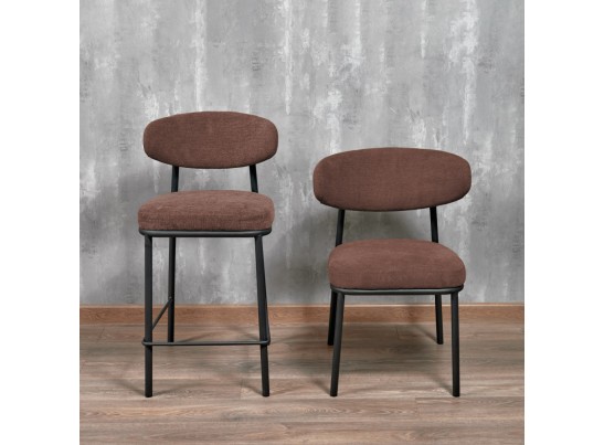 Стул полубарный Lucas 2 терракотовый шенилл с чёрными ножками в Каменске-Уральском