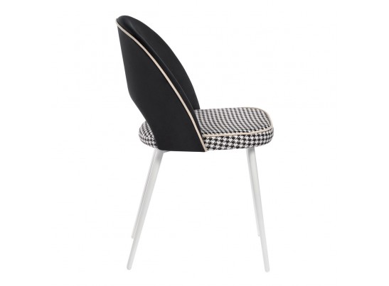 Стул Leo чёрный с жаккардом, с белыми ножками в Каменске-Уральском