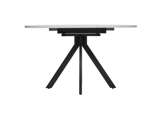 Стол Rudolf круглый раскладной 100-130x100x75см, белый мрамор, чёрный в Каменске-Уральском