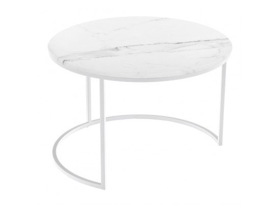 Набор кофейных столиков Tango белый мрамор с белыми ножками, 2шт в Каменске-Уральском