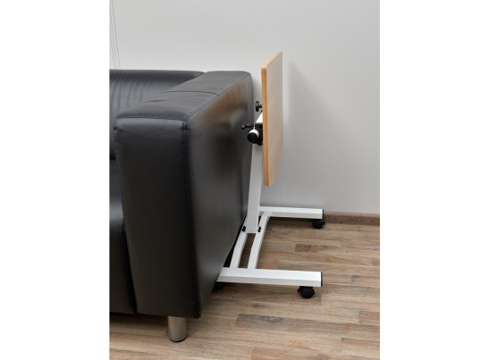 Стол многофункциональный на колёсах, 48x40 см, «РОЛЕТ», 1 ножка, регул.высота, мдф, металл, св. дерево, белый в Каменске-Уральском