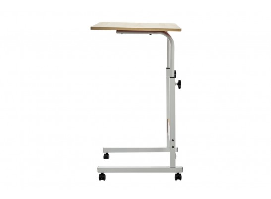 Стол многофункциональный на колесах, 60x40 см, «РОЛЛ», 2 ножки, регул.высота, мдф, металл, св. дерево, белый в Каменске-Уральском