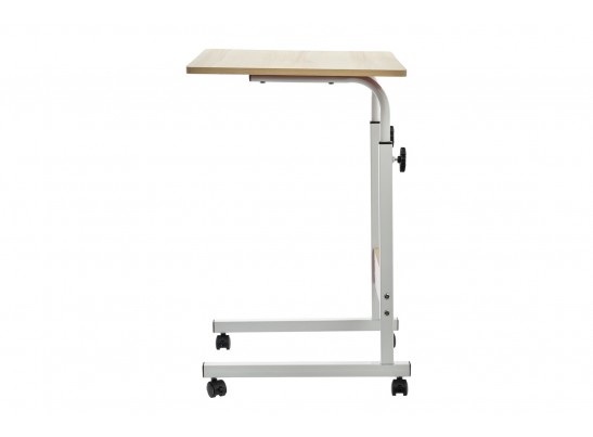 Стол многофункциональный на колесах, 60x40 см, «РОЛЛ», 2 ножки, регул.высота, мдф, металл, св. дерево, белый в Каменске-Уральском