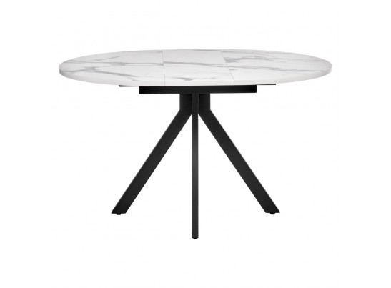 Стол Rudolf круглый раскладной 100-130x100x75см, белый мрамор, чёрный в Каменске-Уральском
