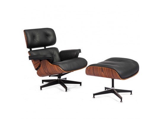 Кресло EAMES LOUNGE CHAIR и оттоманка EAMES LOUNGE CHAIR чёрные в Каменске-Уральском