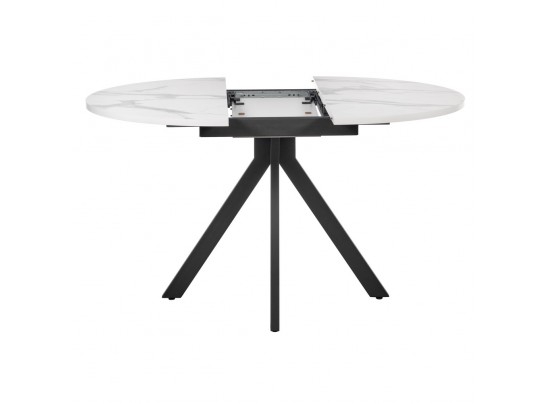 Стол Rudolf круглый раскладной 100-130x100x75см, белый мрамор, чёрный в Каменске-Уральском