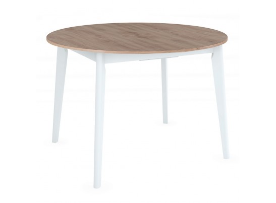Стол Oslo круглый раскладной 110-140x110x76см, Дуб Навара, белый в Каменске-Уральском
